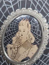Image 3 of Vintage Brooches-  1940s engravings page & preserved spider webs - 2