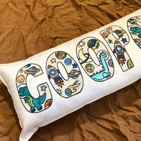 Image 1 of Space dino personalised name cushion 