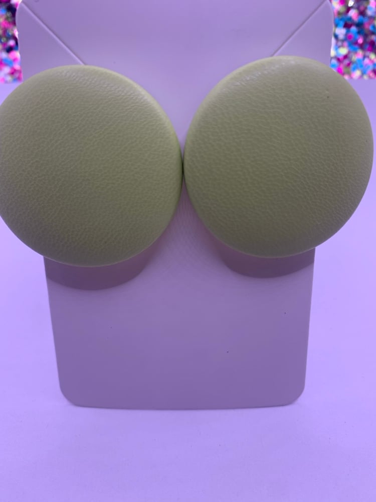 Image of Faux Leather Button Earrings 