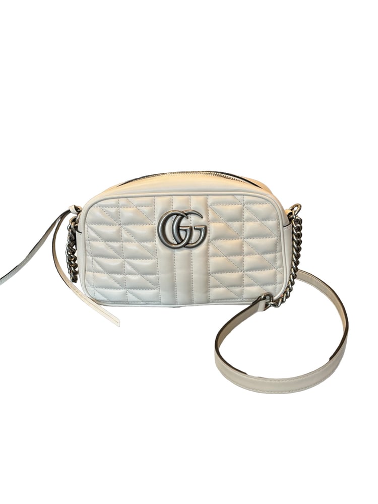 Image of Gucci Small Matelasse Aria GG Marmont Chain Crossbody 6-1836