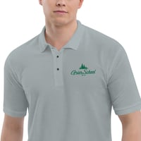 Image 4 of Men's Premium Polo with Grier logo in green embroidery