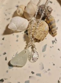 Image 1 of Silver Limpet Shell and Seaglass Necklace