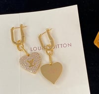 Image 3 of Crystal Heart Dangle Hoop Earrings