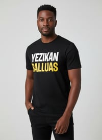 Image 1 of YB Men'S White/Yellow Burbank Bold Print Crew T-Shirt