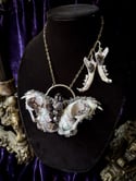Black Amethyst Bisected Cat Skull - Necklace & Earrings Set 