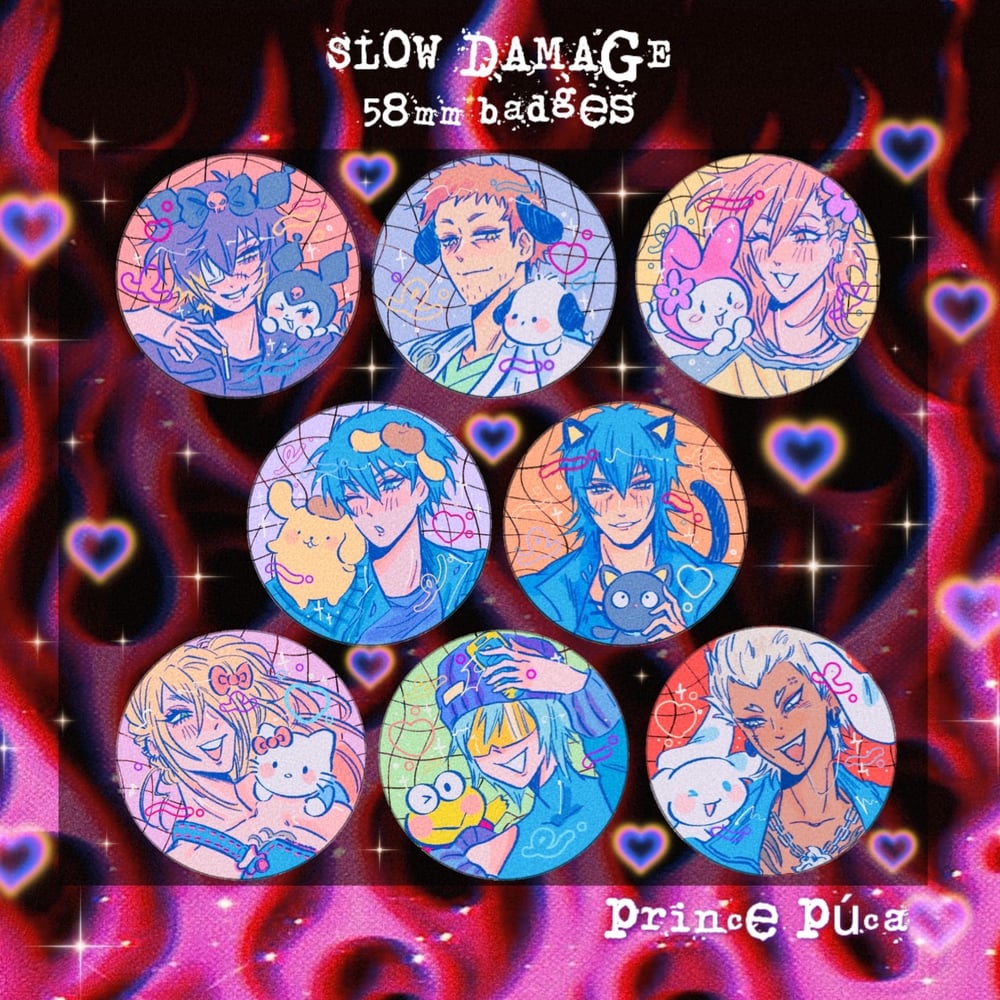 Image of SLOW DAMAGE 58mm Circle Badges