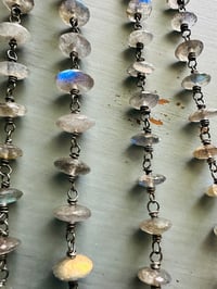 Image 14 of wire wrapped labradorite turquoise and Tahitian pearl necklace