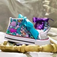 Image 2 of Toddler girl Kids bling pearl customized Canvas shoes