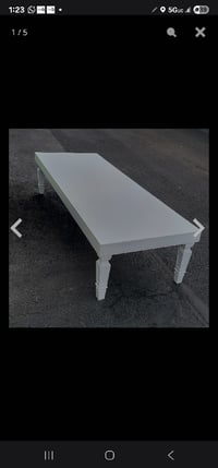 Image 2 of Kid white table that seat 10 with kids chairs,  the legs fold 