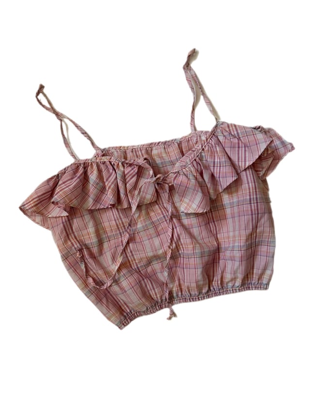 70s plaid ruffle camisole 