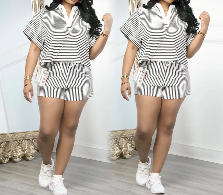 Black & White Stripe Set (Slighty Oversized Some Ladies Size Down)FINAL RESTOCK‼️ LARGE 