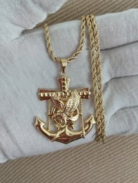 Image 3 of Anchor Eagle Pendant With 4mm (22”) Rope Chain –Necklace for Men