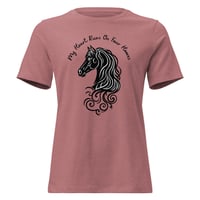 Image 2 of Women's Relaxed T-Shirt, My Heart Runs On Four Hooves Horse Tee