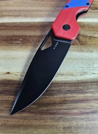 Image 3 of Kizer Cutlery Militaw Folding Knife 3.38" Black Nitro V Steel Blade Red/Blue G10