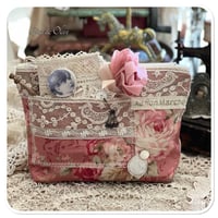 Image 1 of French style sewing zipper purse and needle book seam binding ribbon and lace