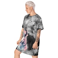 Image 3 of Black and Gray Watercolor and Vibrant Baphomet Girl T-shirt dress