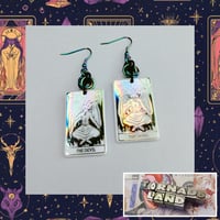 Image 1 of Rainbow Metallic 'The Devil' Tarot Card Earrings