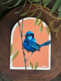 Image 1 of Blue Wren Ceramic Arch Wall Painting
