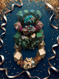 Image 5 of Handmade Chunky Beaded Bracelet Blue/Green