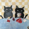 Small square art print-Love cats 