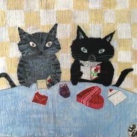 Image 3 of Small square art print-Love cats 