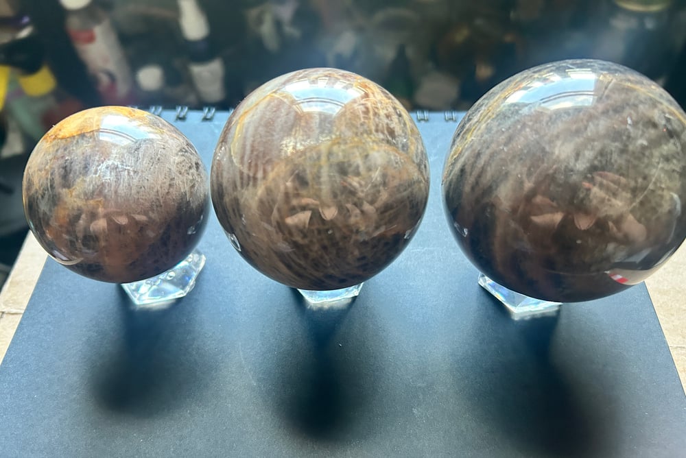 Black Moonstone Spheres