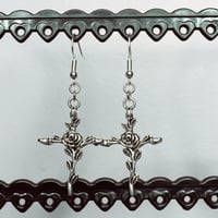 Image 1 of Deadly Rose Cross Earrings 