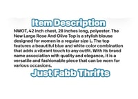 Image 5 of New Large Rose & Olive top #776*8