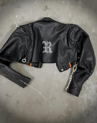Image 1 of R CRYSTAL CHAIN BIKER JACKET
