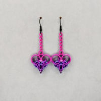Festive Fuchsia Chainmaille Heart Earrings