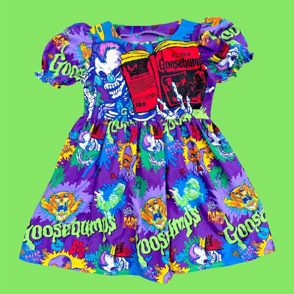 Image of Puff Sleeve Dress — Green Slime 2