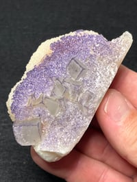 Image 3 of QR Code Fluorite On Druzy Quartz Matrix Specimen #2588