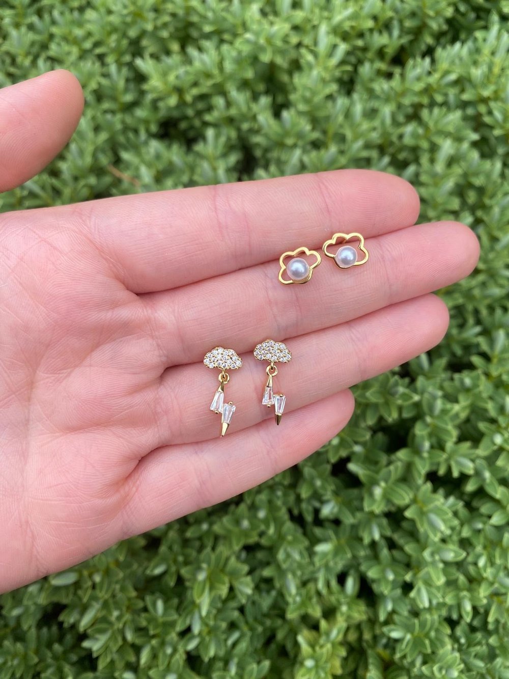 new mini cloud stud and lightening earrings!