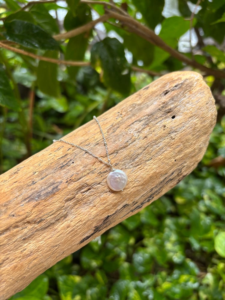 Image of classic coin pearl necklace in sterling silver 