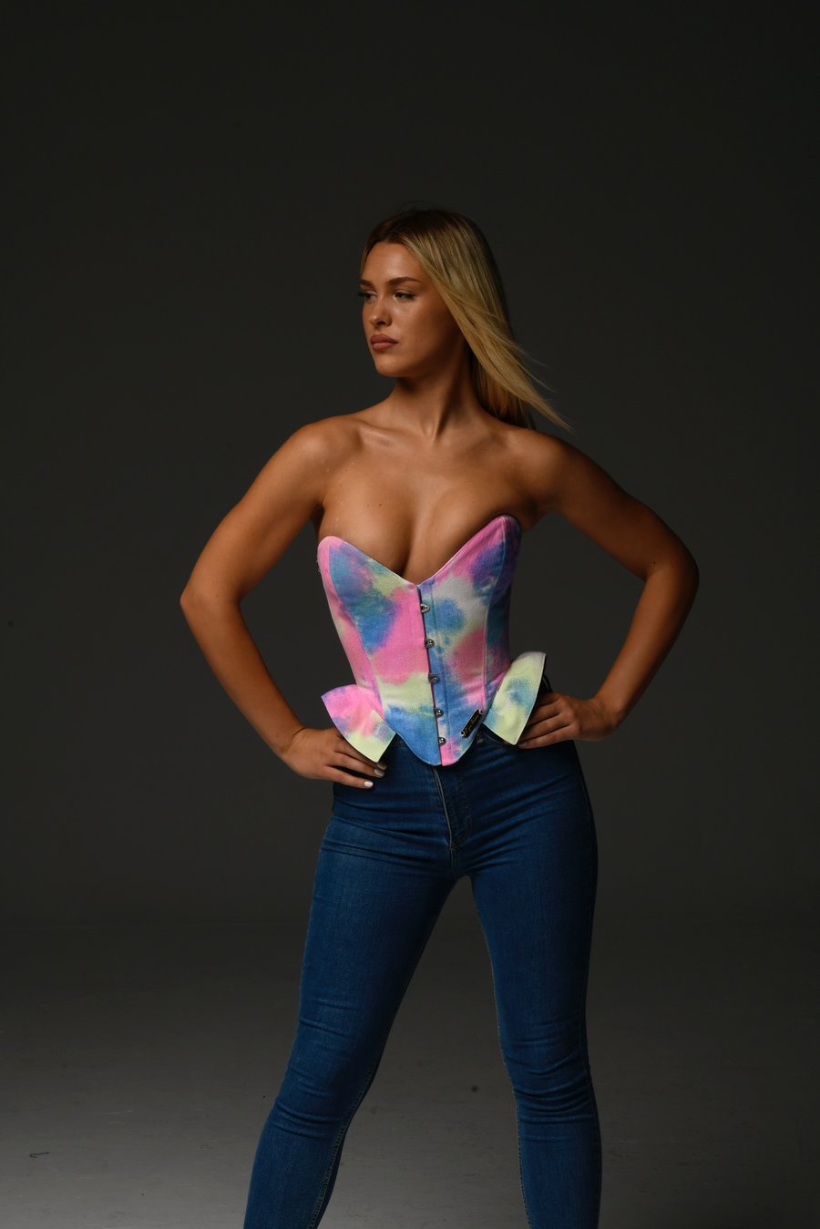 Image of TIE DYE DENIM CORSET