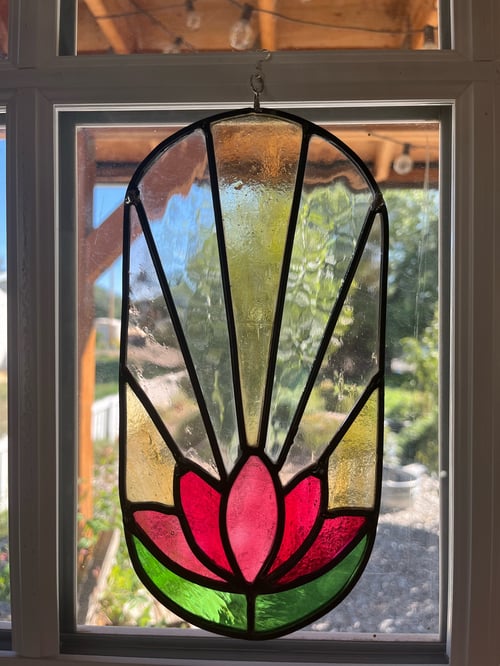 Image of Art deco flower panel- stained glass