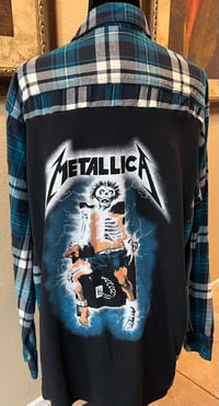 Vintage Blue/Black/White Flannel Shirt Metallica