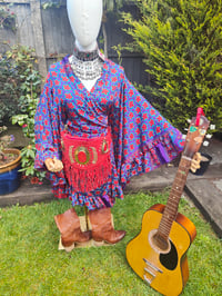 Image 4 of Amara Wrap dress - Blues reds 10-16 uk