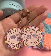 Image 1 of Cats are my therapy keyrings