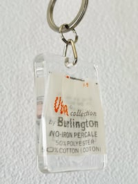 Image 2 of vintage linen hangtag label Vera Neumann Burlington sheet made in USA courtneycourtney keychain 