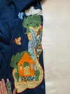 early 70s denim appliqué trouser suit