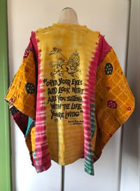 Image 2 of Upcycled “Bob Marley/tie dye” vintage quilt poncho