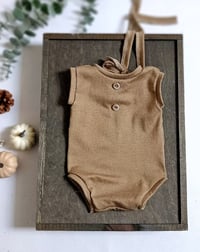 Image 1 of Newborn boys bodysuit for photo shoots | Robbie| camel brown