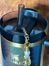 Image 2 of Wild Blooms Black, Cream and Gold Tumbler Straw Bauble