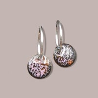 Image 2 of Sterling Silver, Black, Pink & Orange Landscape Earrings