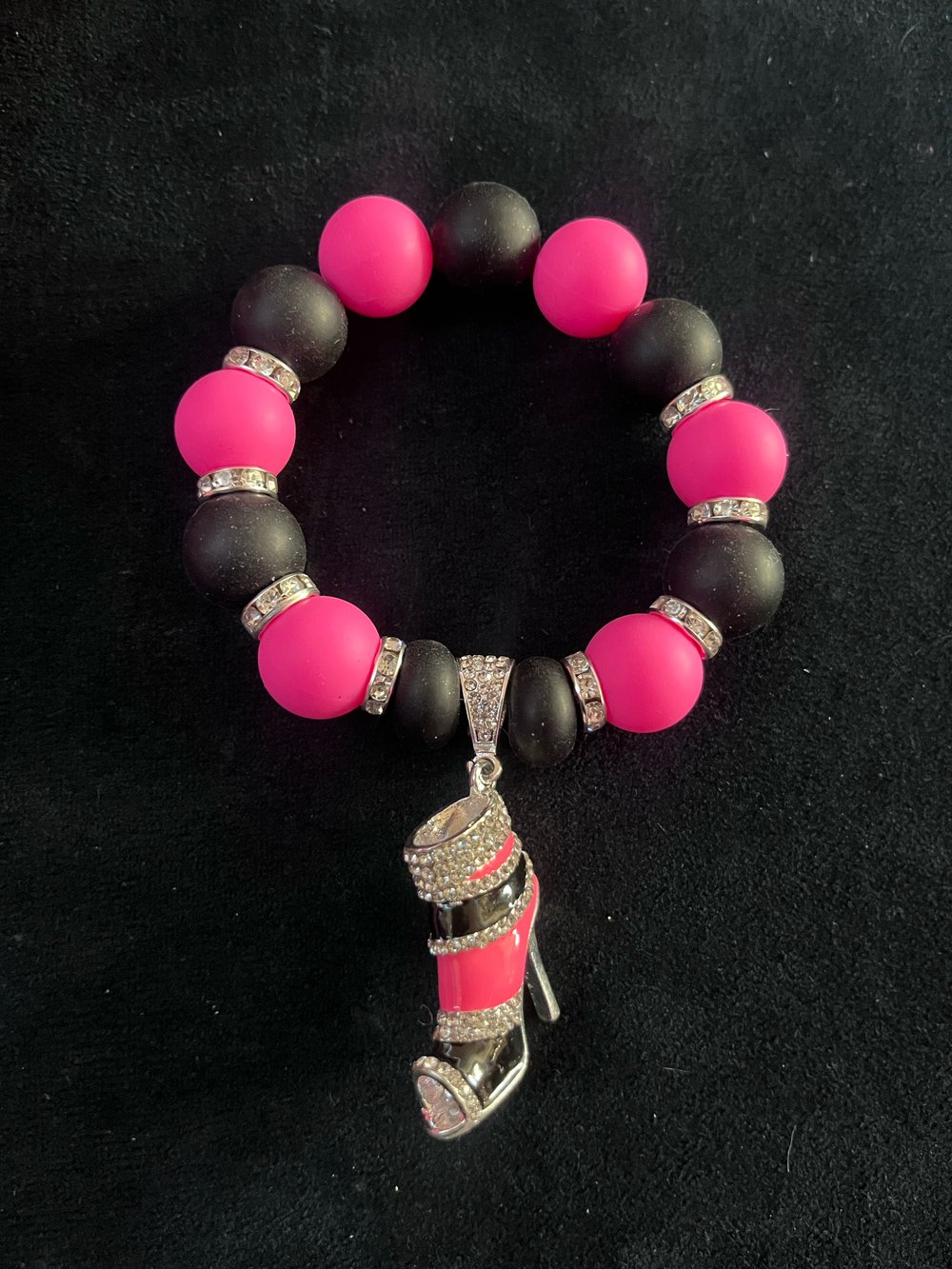 Image of Black & Pink Charm Bracelet 