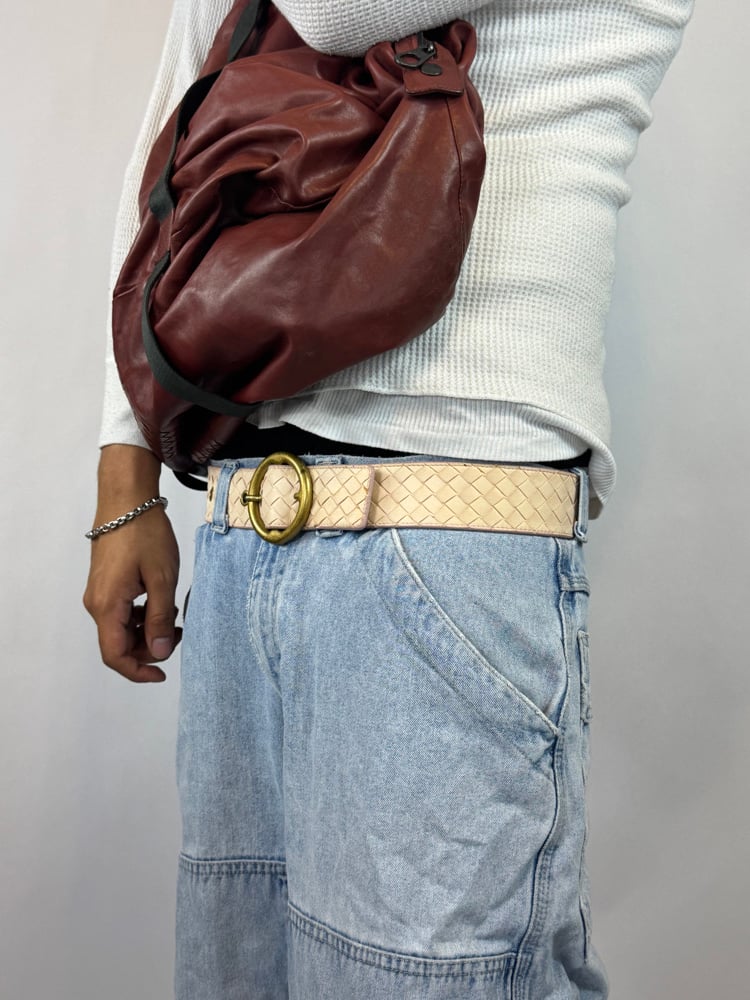 Image of Bottega Veneta Pink Weave Belt