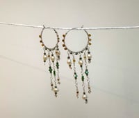 Image 3 of Green and copper hoops with freshwater pearls 