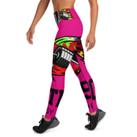 Image 4 of BOSSFITTED Neon Pink and Colorful Logo AOP Yoga Leggings