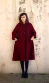 THE COAT IN RED AND NAVY ANIMAL PRINT WOOL